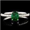 Image 1 : 14K Gold 0.64ct Emerald & 0.21ctw Diamond Ring