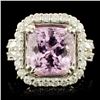Image 1 : 18K Gold 8.23ct Kunzite & 1.35ctw Diamond Ring