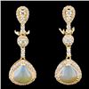 Image 1 : 14K Gold 3.30ctw Opal & 1.20ctw Diamond Earrings