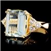 Image 2 : 14K Gold 8.01ct Aquamarine & 0.61ctw Diamond Ring