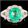 Image 1 : 18K Gold 2.26ct Emerald & 1.07ctw Diamond Ring