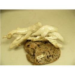 Group of 5 humpback whales swimming carved out of bone 9" long - imported (2)