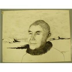 Florence Malewotkuk 1968 portrait of possibly Kibituk Moses  -14.5"x19.5" - shrink wrapped and singl