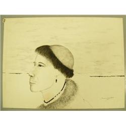 Eskimo woman done in 1968 Florence Malewotkuk on illustration board 14.5"x19.5" - shrink wrapped and