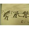 Image 3 : Florence Malewotkuk on canvas in 1967 - a few yellow spots - Eskimo dragging umiak across ice 16"x20