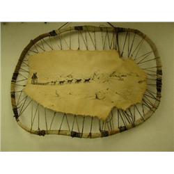 Man with dog team chasing polar bear on 61" Oogruk seal skin Florence Malewotkuk (148)