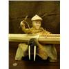 Image 2 : 31" seal hide kayak with Aleut hunter, ivory hands and face, Aleut hunting hat, harpoon, and ice too
