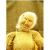 Image 2 : Wood face doll, tanned moose hide 11" tall, signed but unreadable, heavily beaded dress, seal skin b