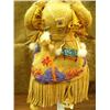 Image 3 : Wood face doll, tanned moose hide 11" tall, signed but unreadable, heavily beaded dress, seal skin b
