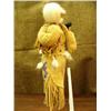 Image 4 : Wood face doll, tanned moose hide 11" tall, signed but unreadable, heavily beaded dress, seal skin b