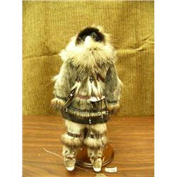 12" doll beautifully beaded man with rifle and gun cases by Carolyn Pennayough of Savoonga (2)