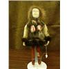 Image 1 : 15" Eskimo doll by Arnariak seal skin parka bone face and hands baleen spear (2)