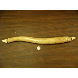 20" walrus oosik with carved ivory walrus and polar bear head (148)