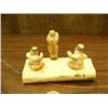 Image 6 : 3 ivory dancers carved from fossilized ivory 2" tall mounted on 5.5" piece of fossilized walrus ivor