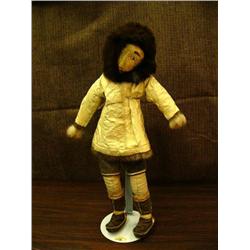 20" doll with bleached seal gut raingear and fantastic mukluks circa 1960 (148)