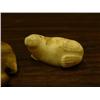 Image 5 : Lot of 3 carvings - 2" ivory seal mounted on fossil. Ivory 1.5" sitting polar bear and 1.75" fabulou