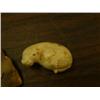 Image 6 : Lot of 3 carvings - 2" ivory seal mounted on fossil. Ivory 1.5" sitting polar bear and 1.75" fabulou