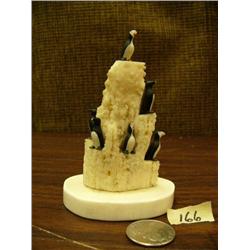 6 bird rookery of ivory mounted on ivory base 4" tall (148)