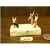Image 1 : Dancing 1.5" figures painted, with red pants and black pants, base of ivory scrimshawed with seal, w
