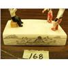 Image 2 : Dancing 1.5" figures painted, with red pants and black pants, base of ivory scrimshawed with seal, w