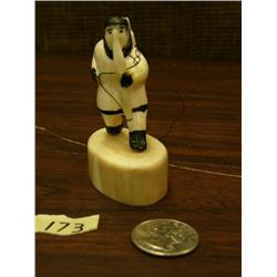 3" ivory hunter with bow mounted on fossilized ivory base (148)