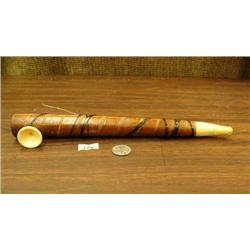 11.5" ivory and wood pipe with baleen wrap circa 1960 (148)