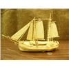 Image 1 : 10" ivory ship with ivory sails, ivory hull, rigging of ivory loops and sinew, all done with primiti