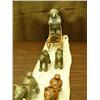 Image 8 : Outstanding soapstone, whalebone and wood Iditarod dog team. 50" long and 5 soapstone dogs with wood