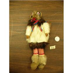 10" doll with seal skin head, beaded sealskin mukluks - circa 1950 very unusual (2)
