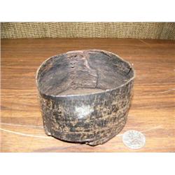 Ancient baleen basket with wood bottom, single piece of baleen held together with baleen. Approx. 40