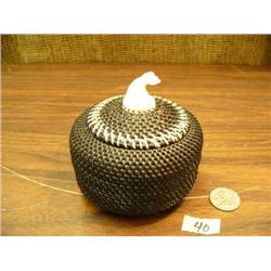 4" baleen basket with whales tail tip by Marilyn Hank-Otton of Pt. Hope - Stock #254F (2)