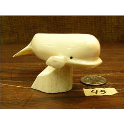 4" Ivory whale done by Mark Seeganna - Stock # 525C (2)