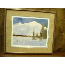 Framed double matted Jon Van Zyle  125/500 dog mashing scene (25)