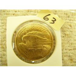 1907 double eagle $20 gold piece uncirculated condition mint 361,667 (154)