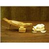 Image 5 : Lot of 2 : six inch whale bone spotted seal and 2.5" ivory whale with baleen eyes by Roger Silook, S