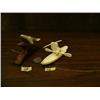 Image 1 : Lot 2: three and a half inch whale bone humpback whale by Kay Felber and 5" ivory kayaker with seal 