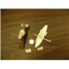 Image 2 : Lot 2: three and a half inch whale bone humpback whale by Kay Felber and 5" ivory kayaker with seal 