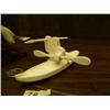 Image 3 : Lot 2: three and a half inch whale bone humpback whale by Kay Felber and 5" ivory kayaker with seal 