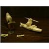 Image 5 : Lot 2: three and a half inch whale bone humpback whale by Kay Felber and 5" ivory kayaker with seal 
