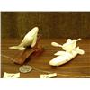Image 8 : Lot 2: three and a half inch whale bone humpback whale by Kay Felber and 5" ivory kayaker with seal 