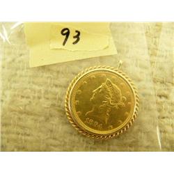 1894 Liberty head $10 gold piece in 10k gold bezel extra fine condition. (154)
