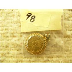 US $1 gold piece dated 1856 in uncirculated condition mounted in 14k rope bezel (154)