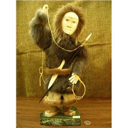 CHOICE on 2: sixteen inch whale bone and ivory doll with ivory hands, face, knife, and baleen and iv