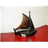 Image 3 : CHOICE on 2 Baleen single masted ships with white on sails: 6-1/2" tall, 6" wide by George Imeroan o