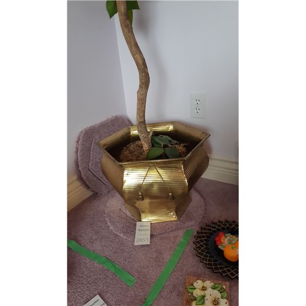 Brass Colored Planter, Tree A