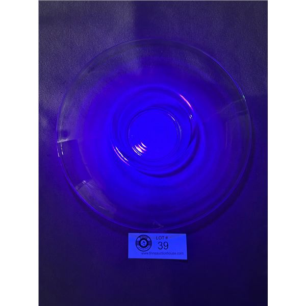 Vintage Uranium Glass Posy Bowl. Approx. 7 3/4" Diameter
