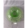 Image 2 : Vintage Large Uranium Glass Posy Bowl w/Designed Edge. Approx. 15 1/2" Diameter x 2 3/4" H