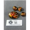 Image 1 : Lovely Antique Hand Painted Flower Brooch and Earrings Set