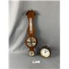 Image 1 : Vintage Taylor Wood Barometer & Manual Wind Clock-Made in Saskatchewan