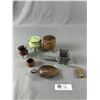 Image 1 : Danish Mincer, 1/4c Scoop, Cast Iron and Wood Tri Leg Pots
